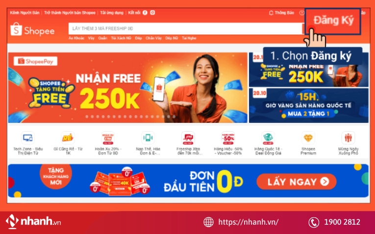 Hướng dẫn tạo tài khoản Shopee trên máy tính