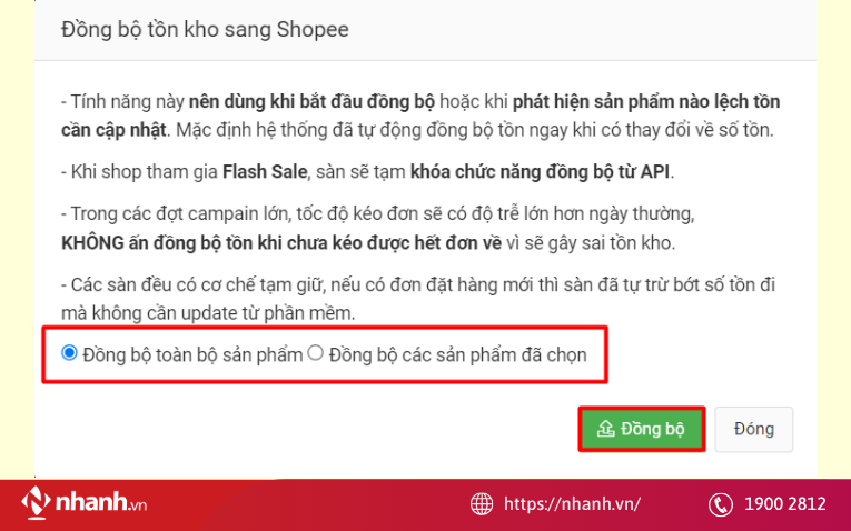Đồng bộ tồn kho sản phẩm