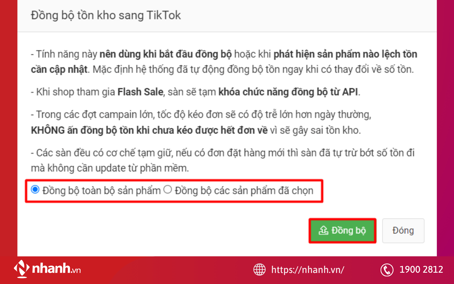 Cách đồng bộ kho hàng TikTok Shop