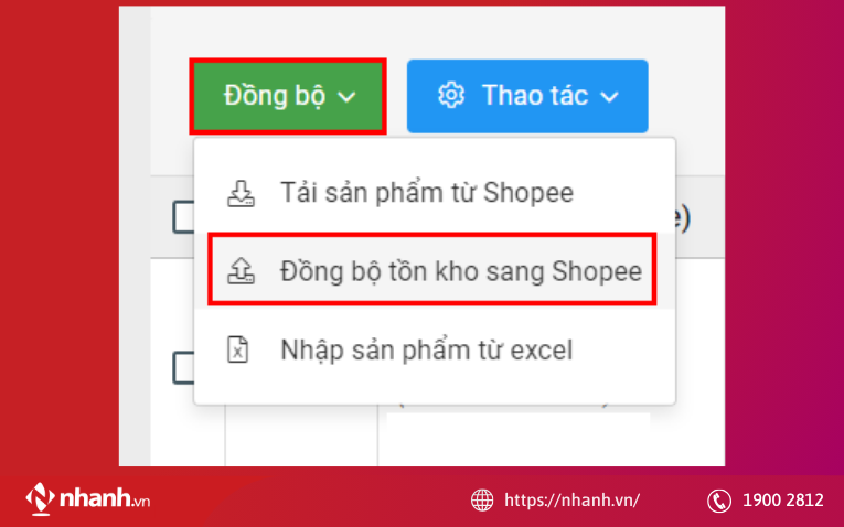 Cách đồng bộ kho hàng Shopee