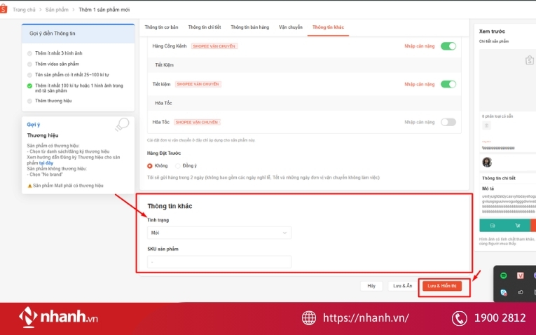 Bước 5 và 6 : Cách đăng sản phẩm qua Kênh Người Bán Shopee