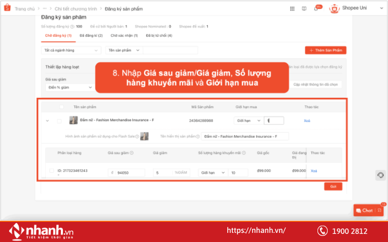 Bước 8: Thiết lập và chỉnh sửa các thông tin
