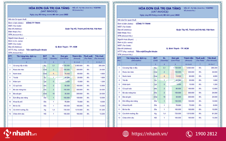 Đơn vị tính, số lượng và đơn giá