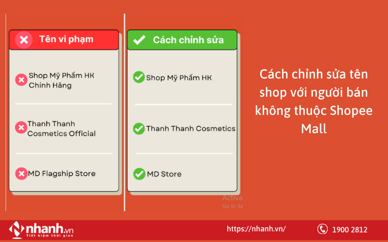 Cách chỉnh sửa tên shop với người bán không thuộc Shopee Mall