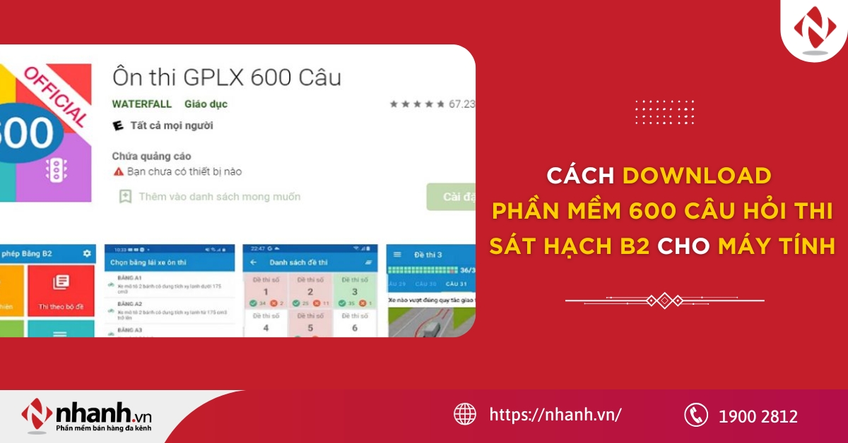 Cách Download phần mềm 600 câu hỏi thi sát hạch B2 cho máy tính