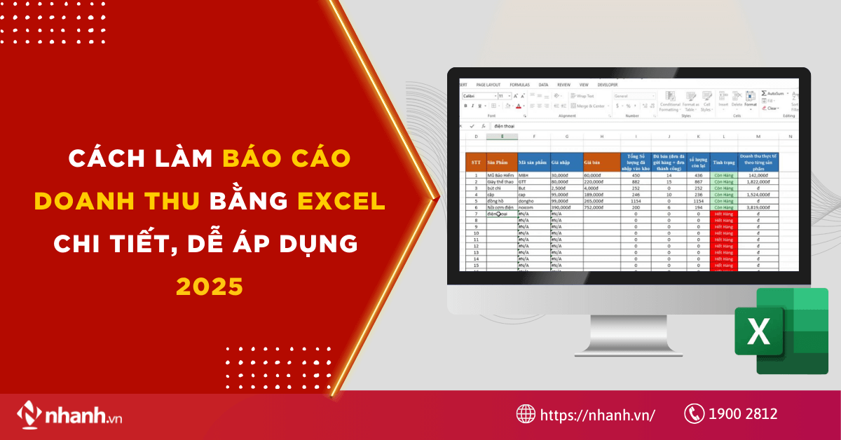 Cách làm báo cáo doanh thu bằng Excel chi tiết, dễ áp dụng 2025