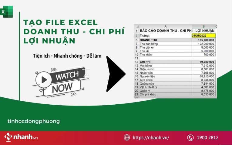 Cách làm báo cáo doanh thu bằng Excel chi tiết