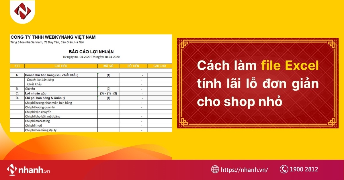 Cách làm file Excel tính lãi lỗ đơn giản cho shop nhỏ