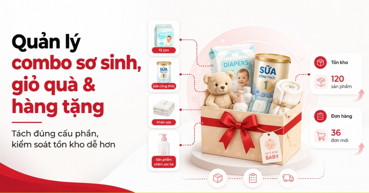 Cách quản lý combo sơ sinh, giỏ quà và hàng khuyến mãi