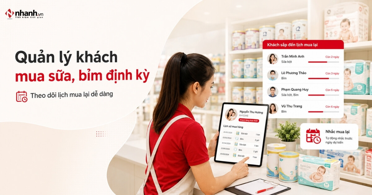 Cách quản lý khách mua sữa, bỉm định kỳ và nhắc mua lại