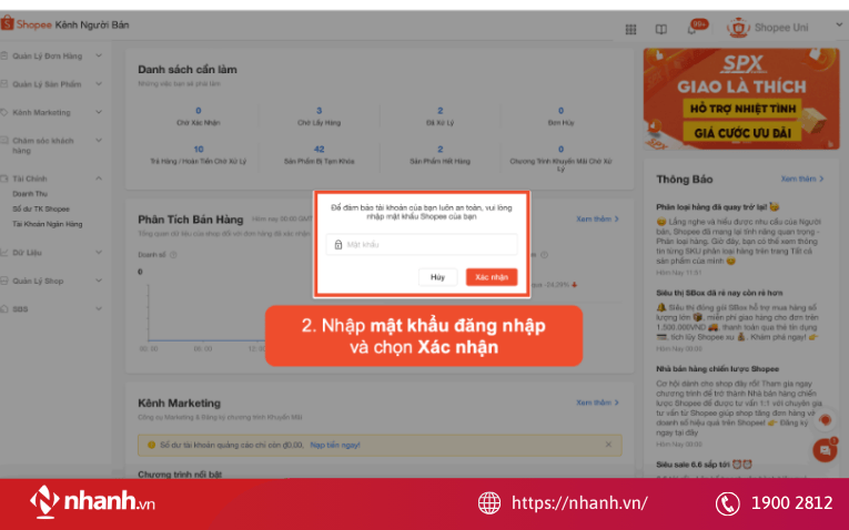 Nhập mật khẩu đăng nhập và chọn Xác nhận
