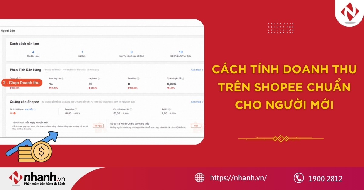 Cách tính doanh thu trên Shopee chuẩn 2026 cho người mới
