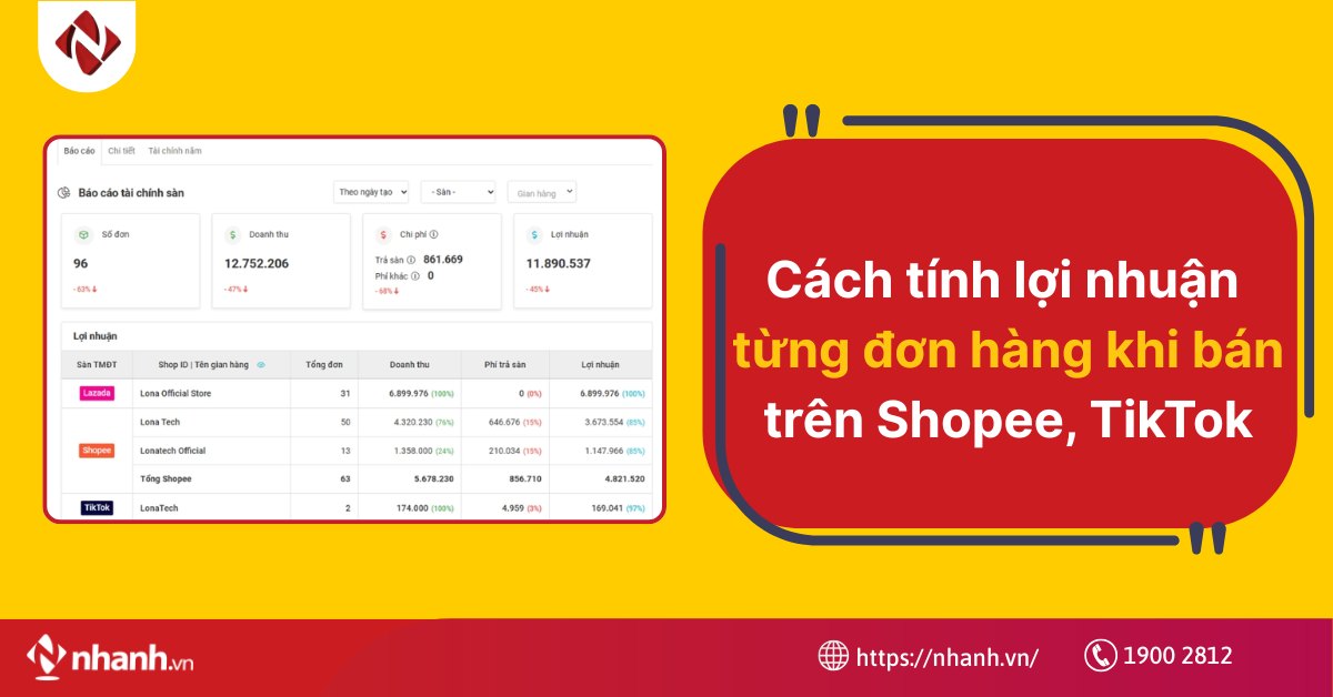 Cách tính lợi nhuận từng đơn hàng khi bán trên Shopee, TikTok