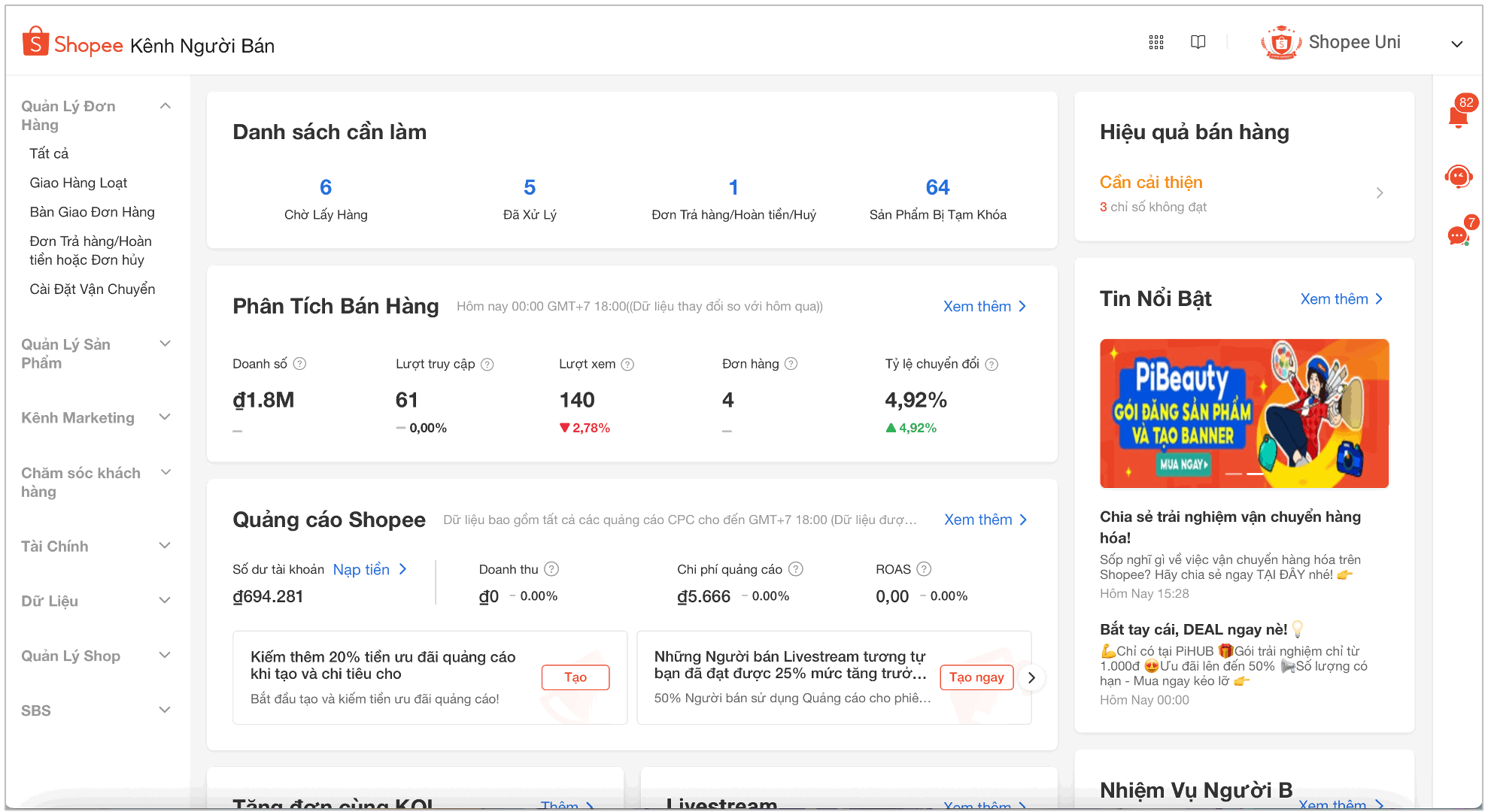 Cách xử lý đơn hàng trên Shopee
