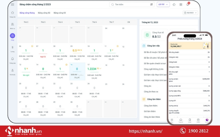 Chấm công và tính lương tự động trên phần mềm 1Office