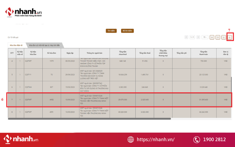 Chọn hóa đơn cần tra cứu
