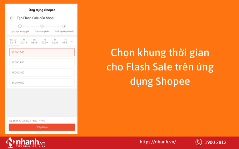 Chọn khung thời gian cho Flash Sale trên ứng dụng Shopee