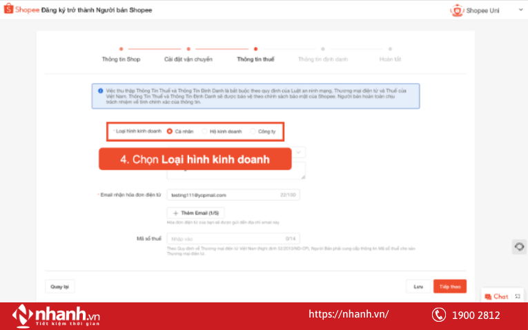 Chọn loại hình kinh doanh