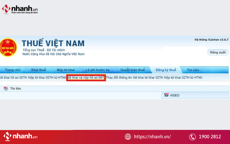 Chọn mục Kê khai và nộp hồ sơ đăng ký thuế