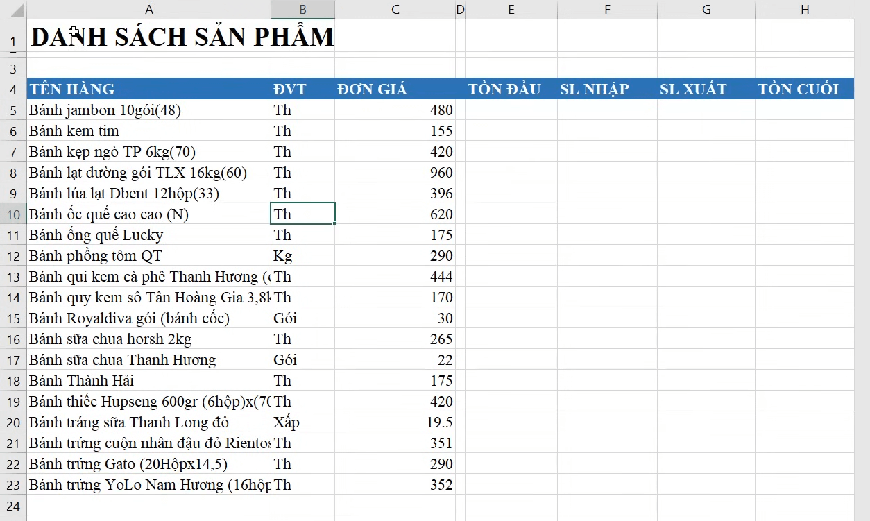Chuẩn hóa danh mục hàng