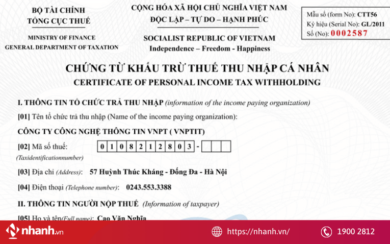 Chứng từ khấu trừ thuế TNCN là bằng chứng pháp lý xác nhận thuế đã được khấu trừ và nộp thay cho cá nhân