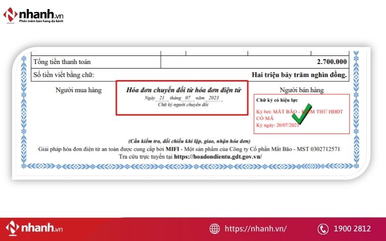 Chuyển đổi hóa đơn điện tử sang hóa đơn giấy