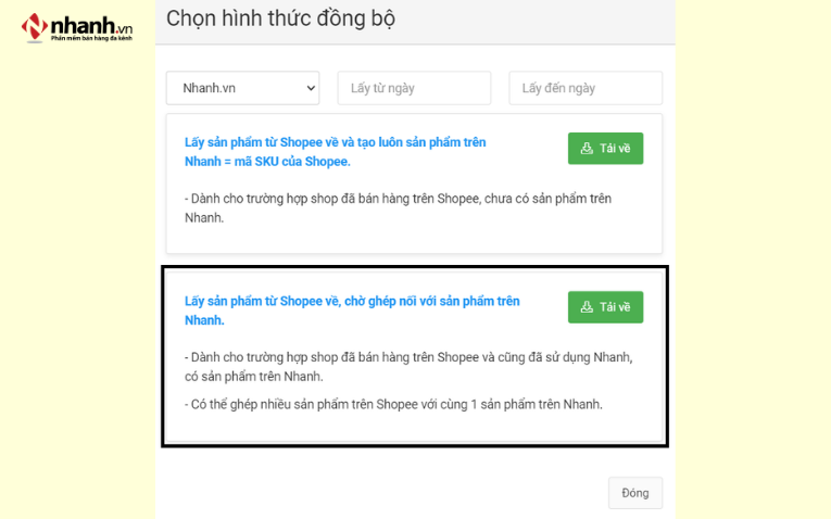 Đã có sản phẩm trên Nhanh.vn và đã có sản phẩm trên sàn