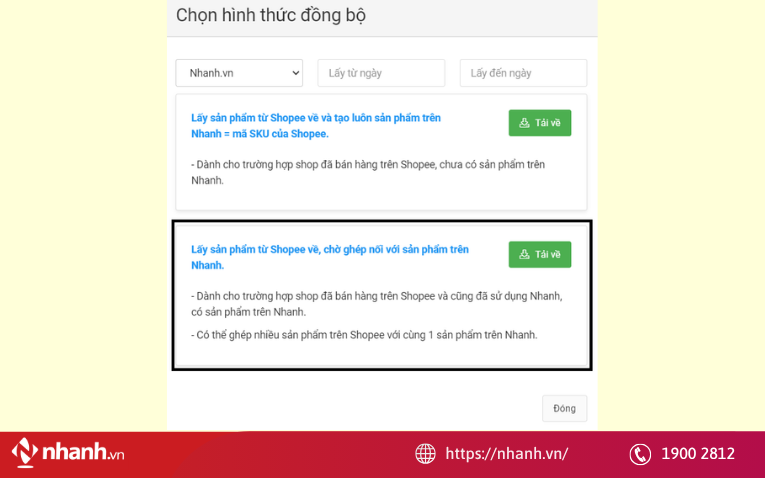 Đã có sản phẩm trên Nhanh.vn nhưng chưa có trên sàn