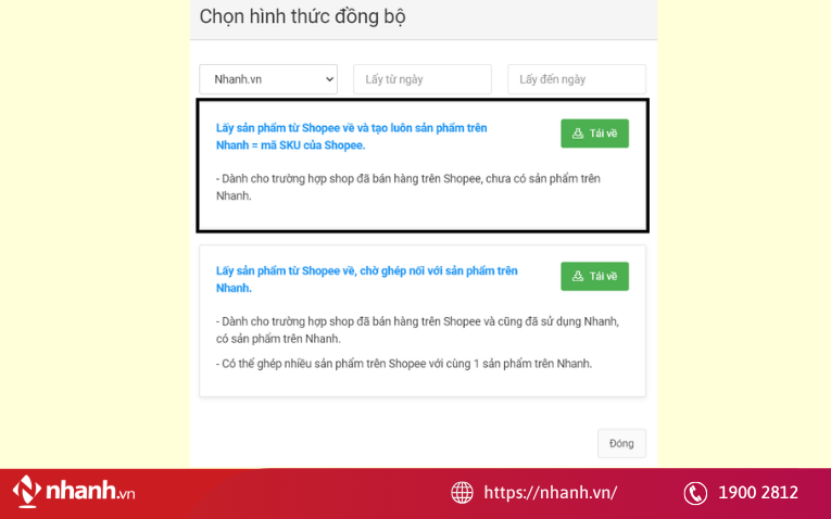 Đã có sản phẩm trên sàn nhưng chưa có trên Nhanh.vn