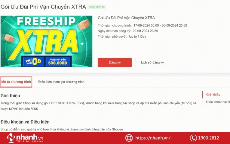 Đăng ký gói Freeship Xtra