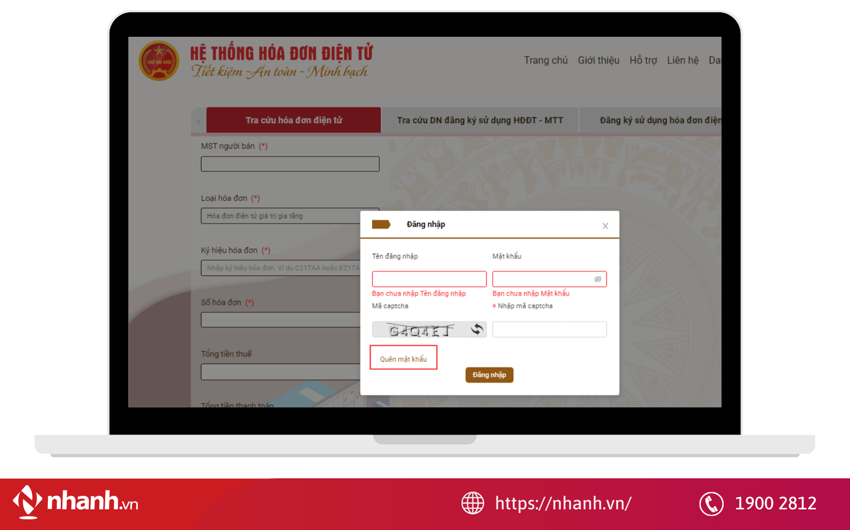 Lỗi đăng nhập tài khoản hóa đơn điện tử sai nhiều lần