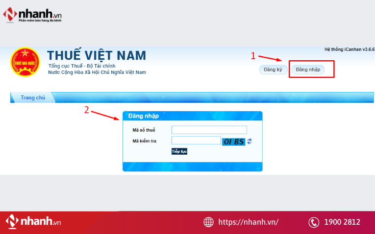 Đăng nhập vào Cổng thuế điện tử