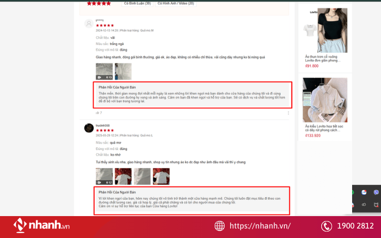 Đánh giá và phản hồi từ người mua