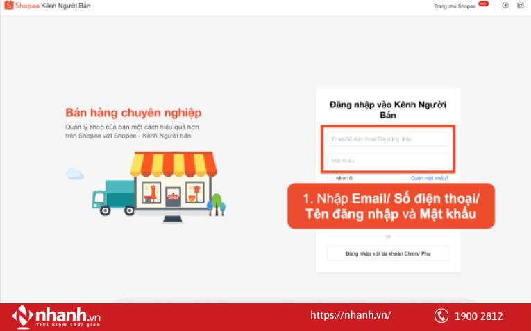 Điền thông tin Email/Số điện thoại/Tên đăng nhập và mật khẩu