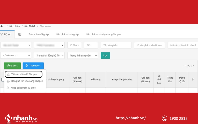 Đồng bộ đơn hàng từ Shopee lên Nhanh.vn
