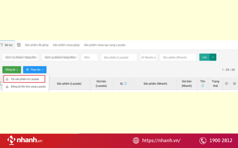 Đồng bộ sản phẩm trên Lazada