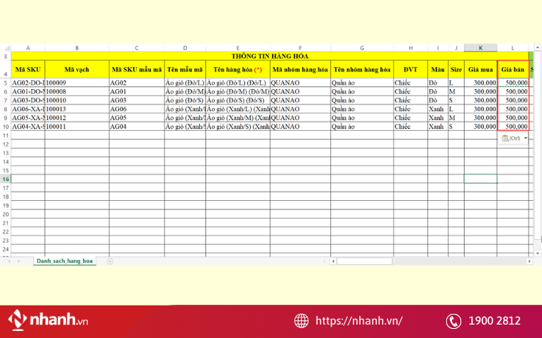 Dùng file Excel để nhập hàng loạt