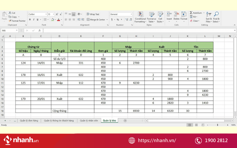 File excel quản lý kho hàng và tồn kho