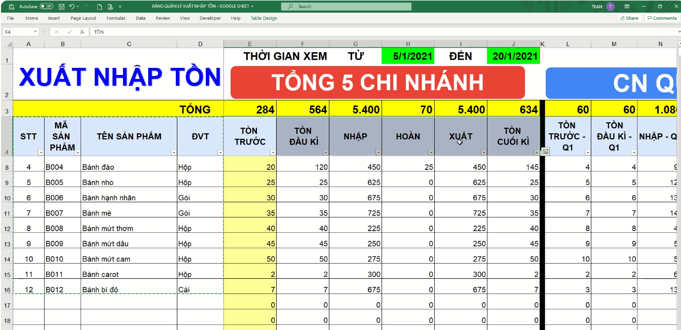 File quản lý đa kho/chi nhánh