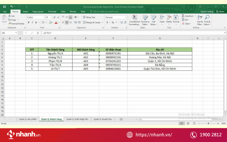 File quản lý khách hàng