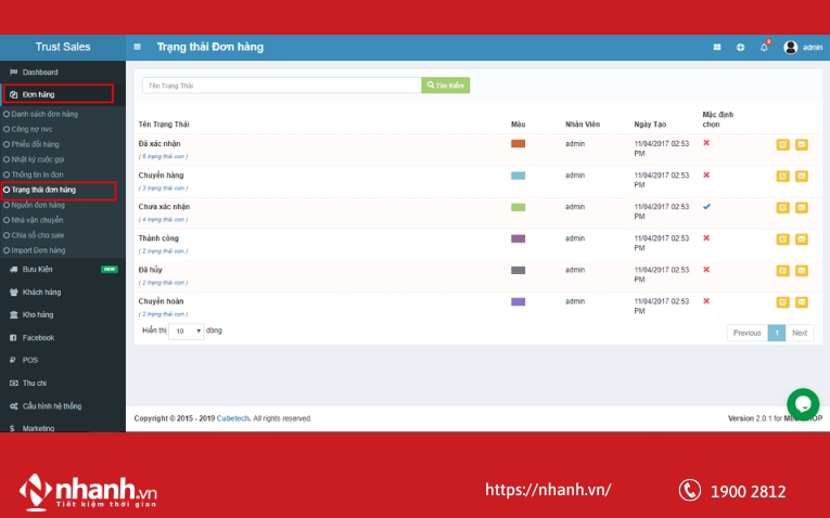Giao diện của phần mềm Trustsales