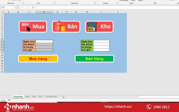 Giao diện sheet quản lý chung cơ bản