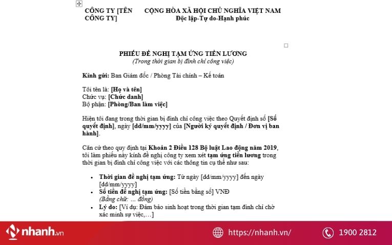 Giấy đề nghị tạm ứng là gì?