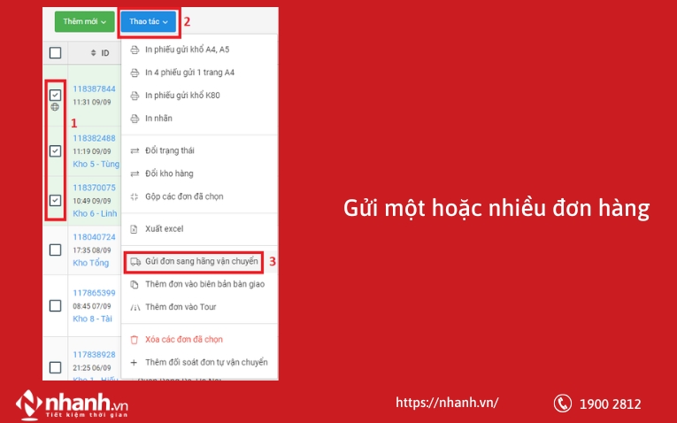 Gửi một hoặc nhiều đơn hàng