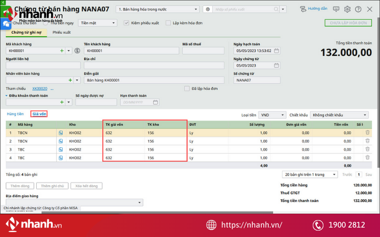 Hạch toán xuất kho hàng mẫu phục vụ hoạt động bán hàng, marketing