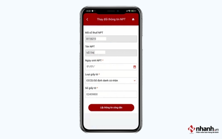 Hệ thống hiển thị màn lấy thông tin công dân từ BCA