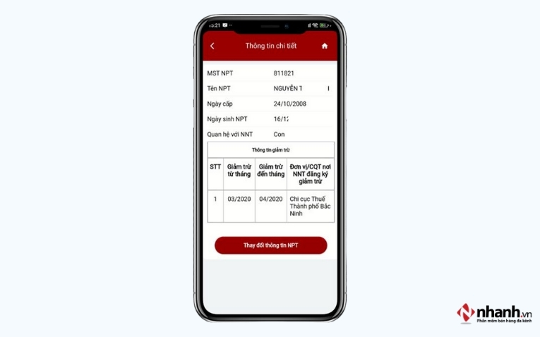 Hệ thống hiển thị thông tin chi tiết của NPT