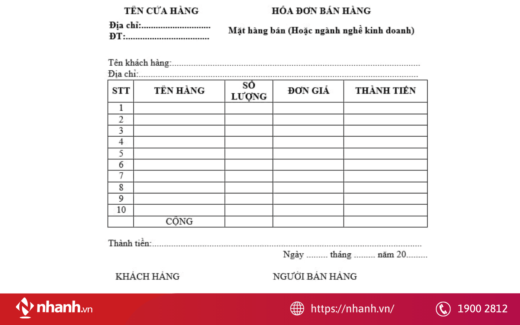 Hóa đơn bán lẻ là loại chứng từ do người bán lập và giao cho người mua