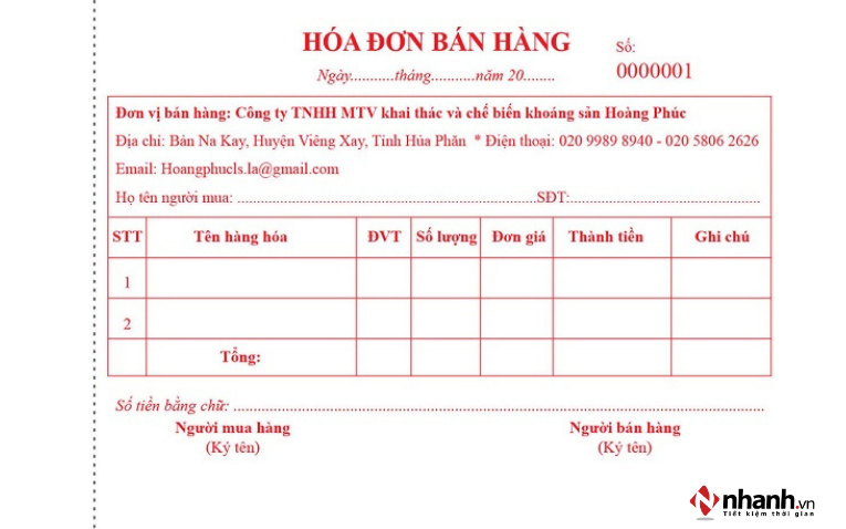 Hóa đơn bán lẻ là loại chứng từ do người bán lập và giao cho người mua