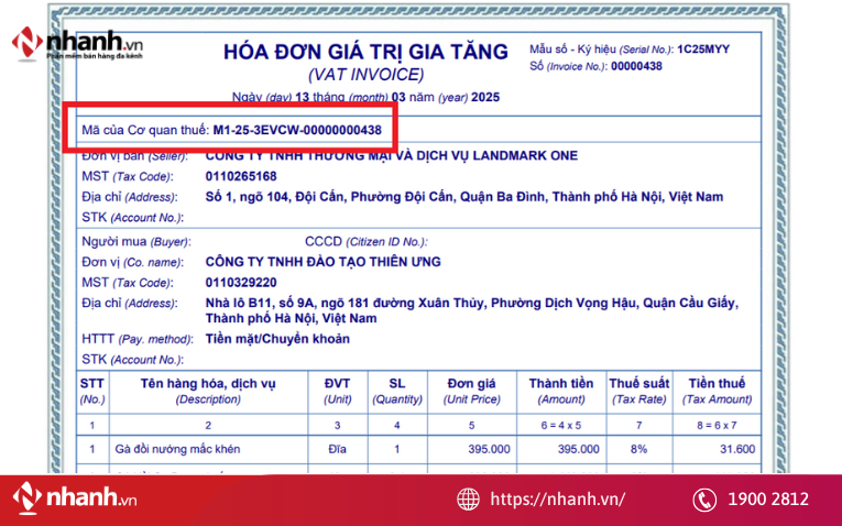 Hóa đơn có mã của cơ quan thuế